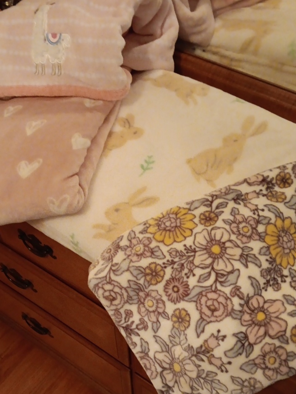 Plush Pink Baby Blankets Lot with Bunny, Heart, Floral, And Llama Designs
